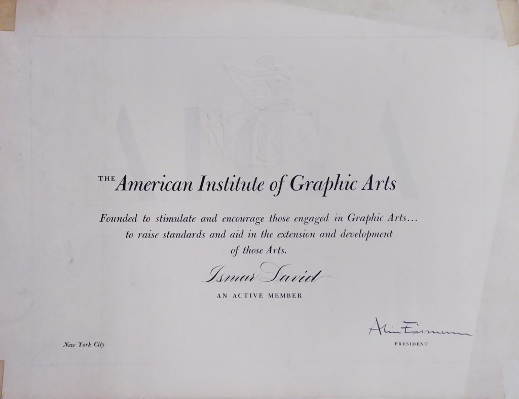 AIGA membership certificate