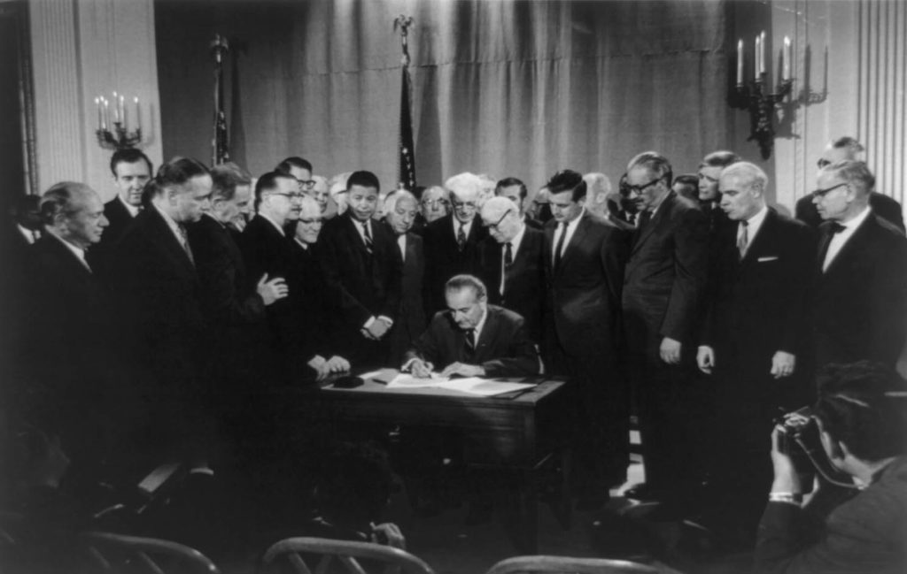 LBJ signs Civil Rights Bill