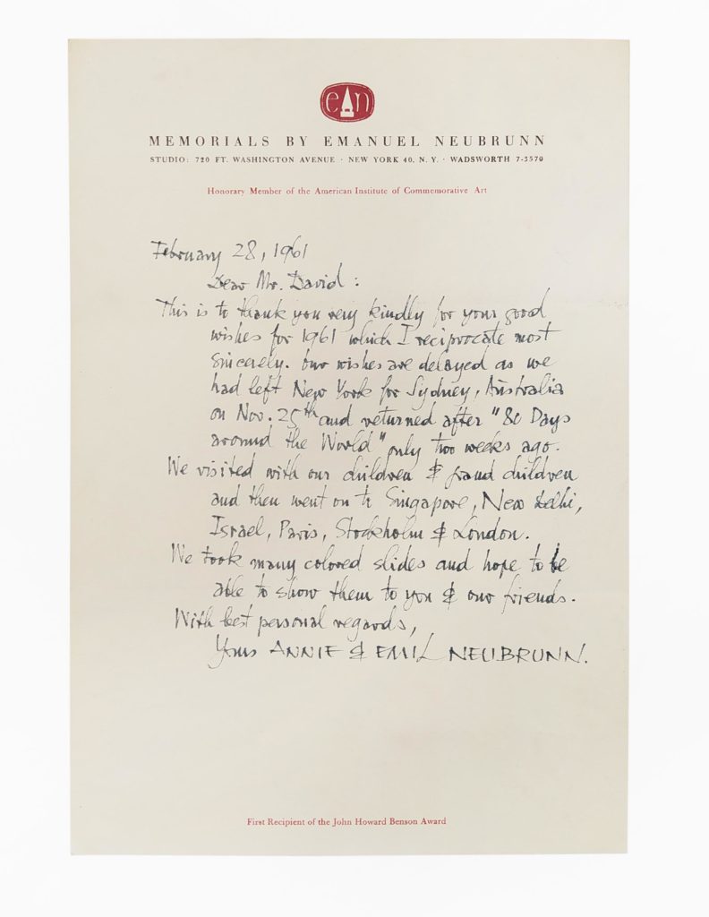 Emanuel Neubrunn letter