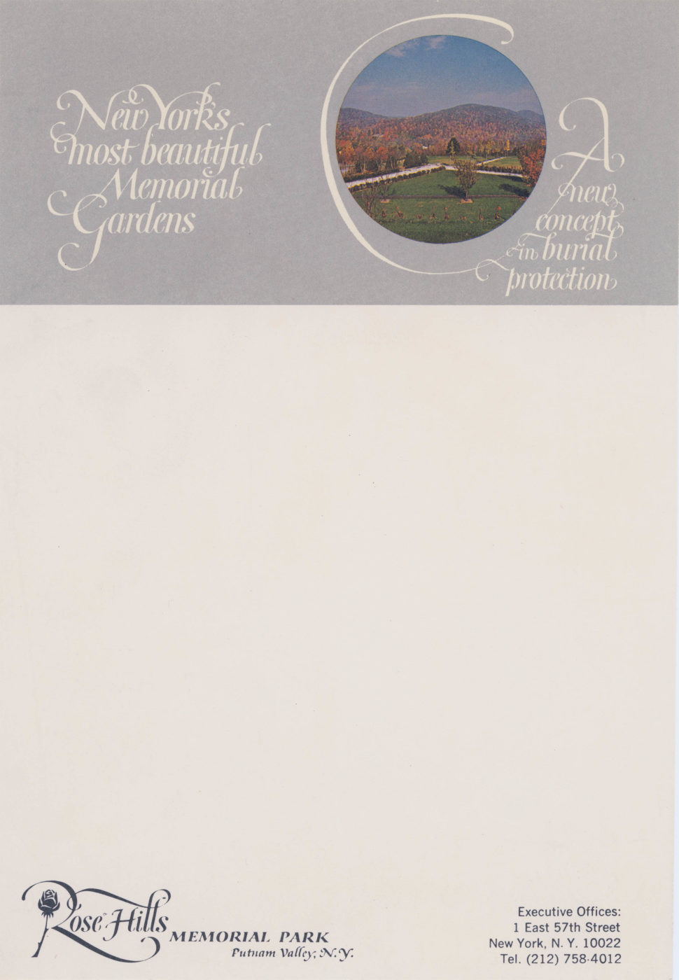 Rose Hills Memorial Park stationery