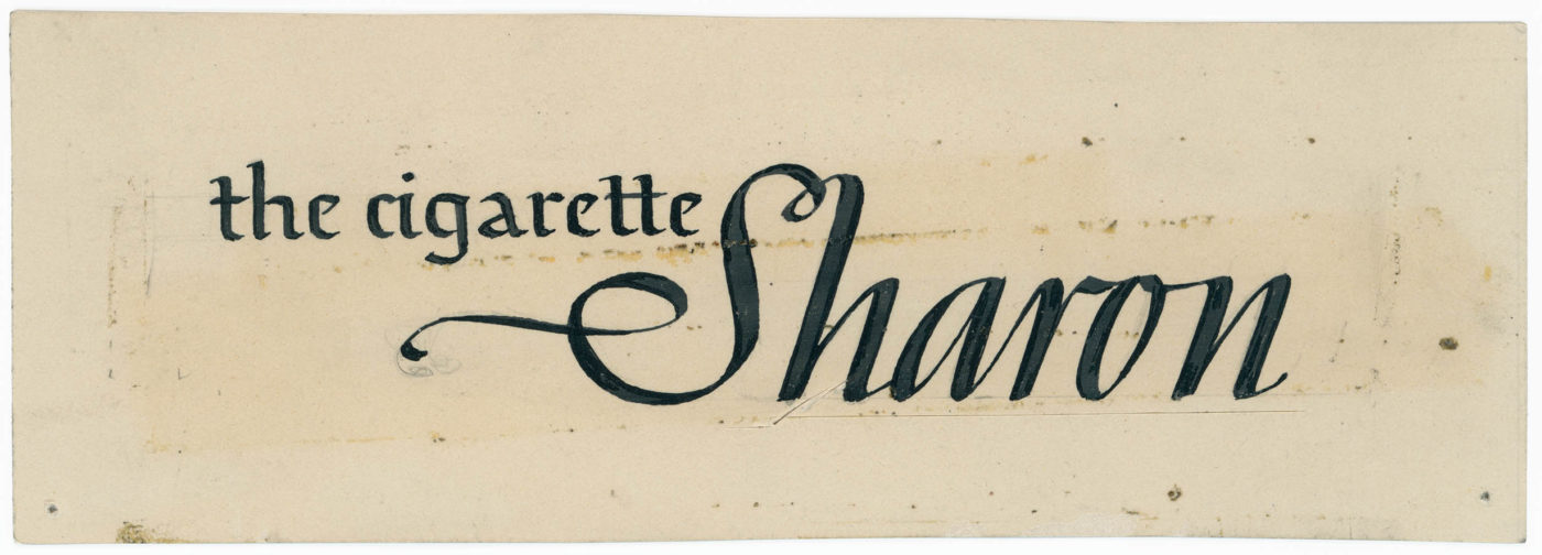 Pen and ink artwork for Sharon cigarettes