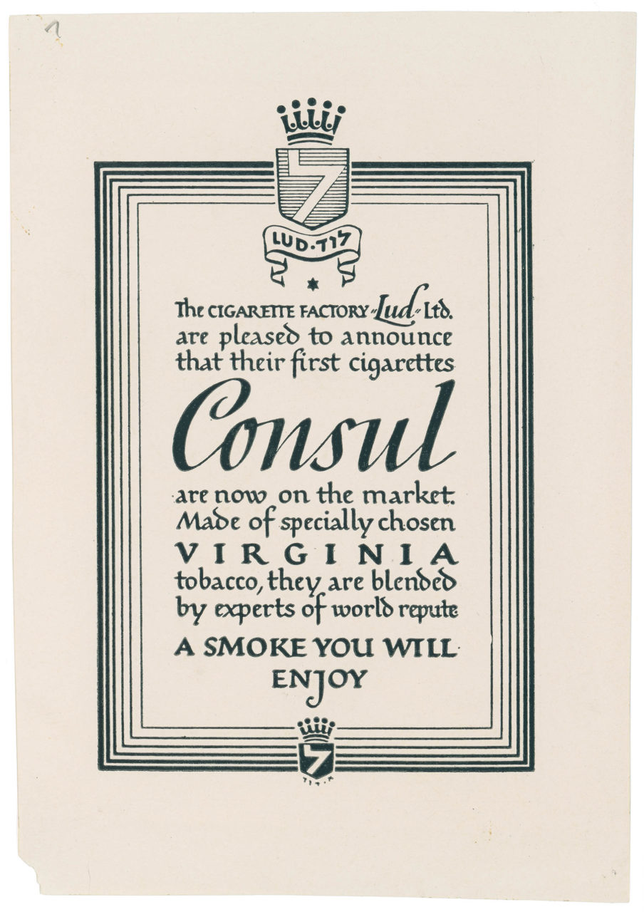 Proof for an ad for Consul cigarettes