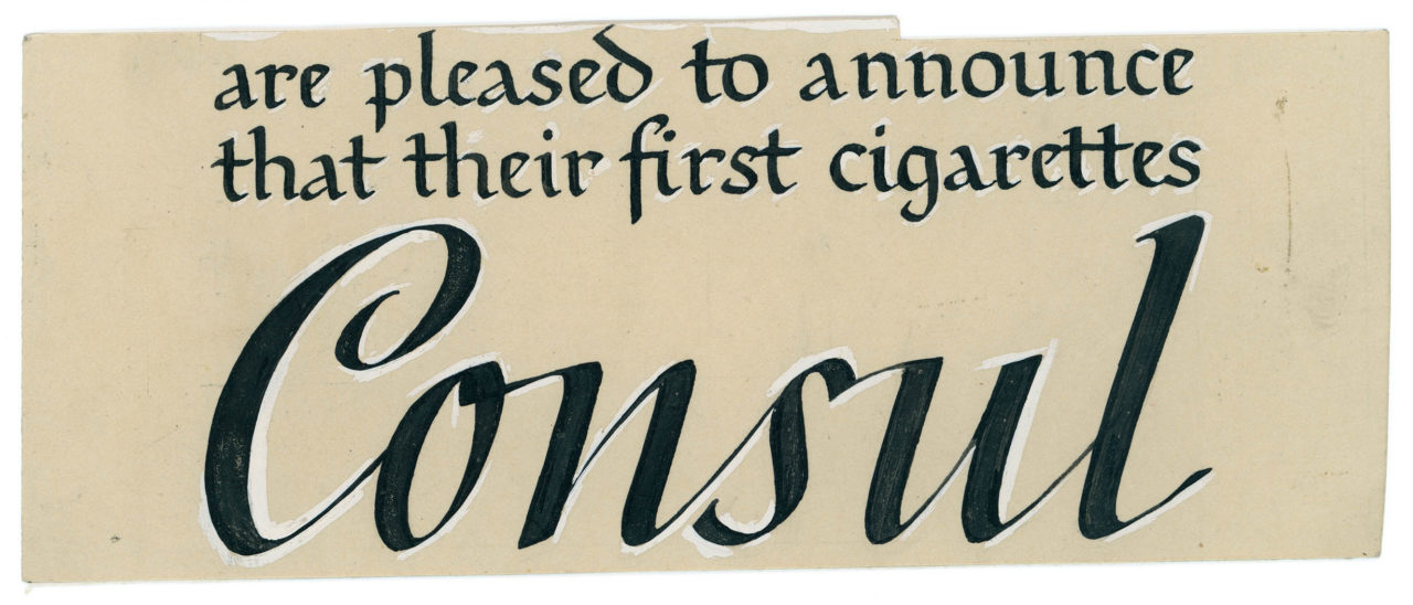 Pen and ink artwork for and advertisement for Consul cigarettes