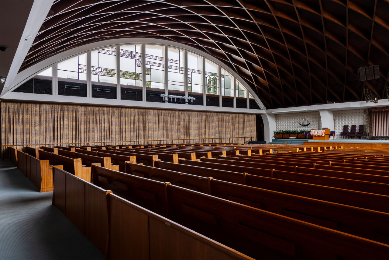 Windows of the Temple Beth El sanctuary