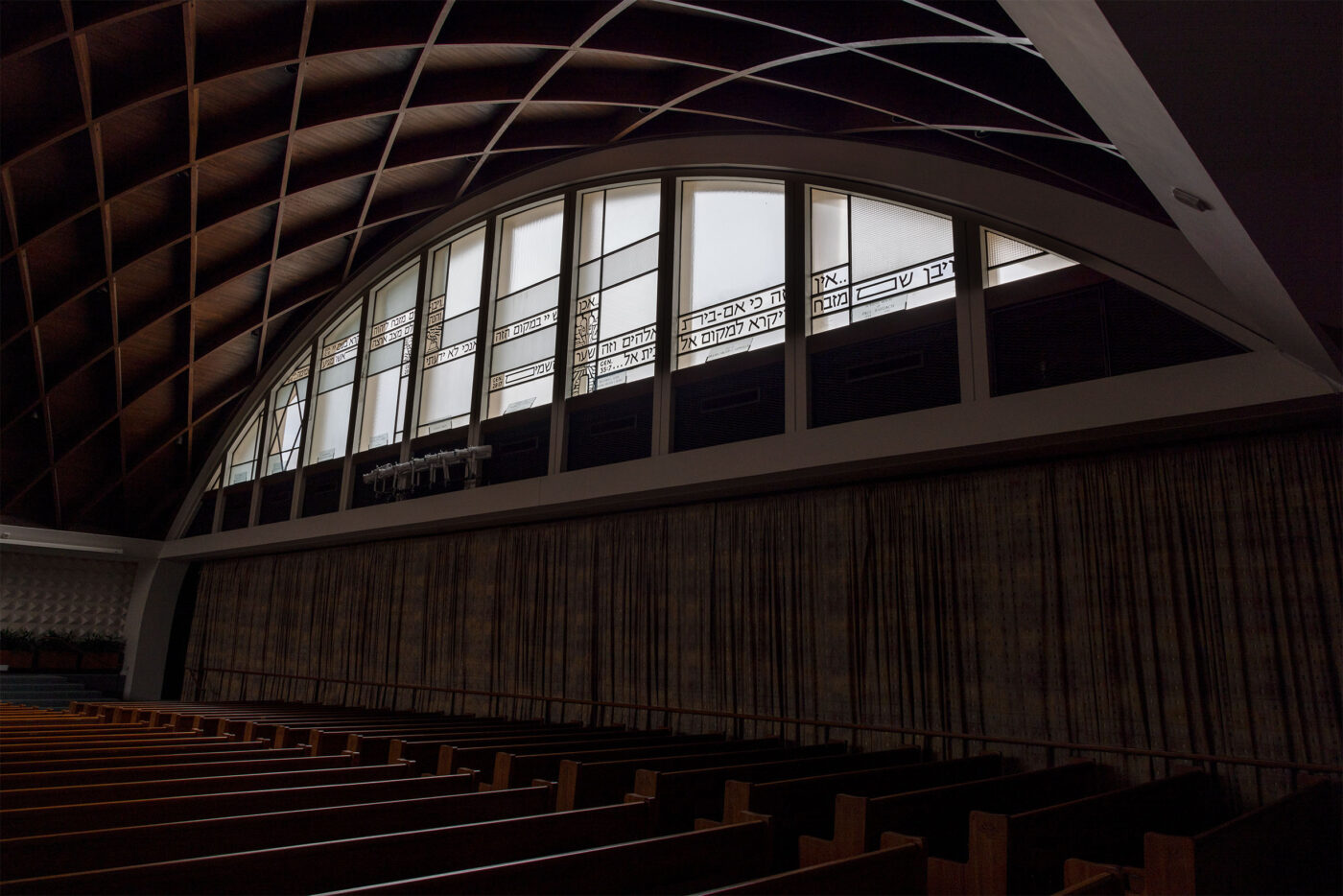 Windows of the Temple Beth El sanctuary