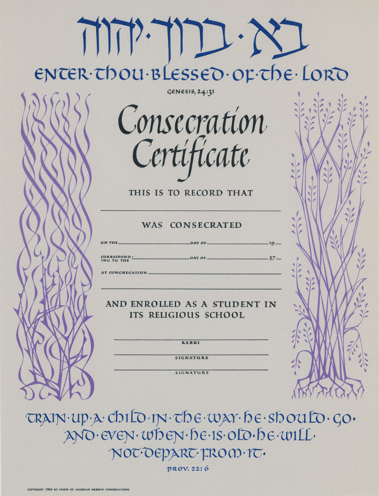 Consecration Certificate