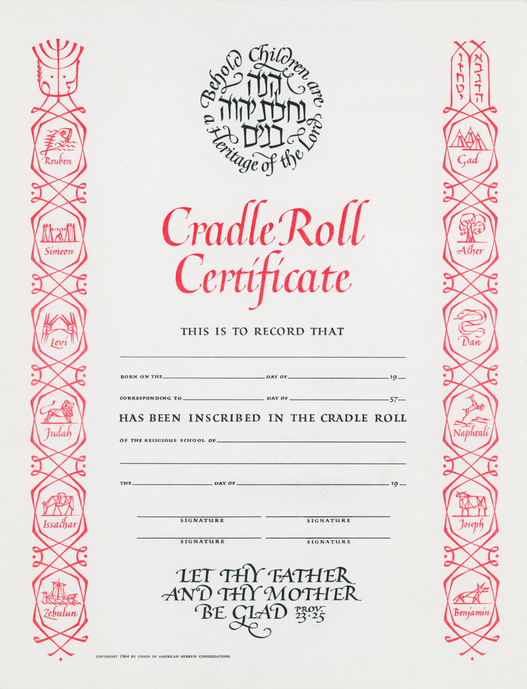 Cradle Roll Certificate