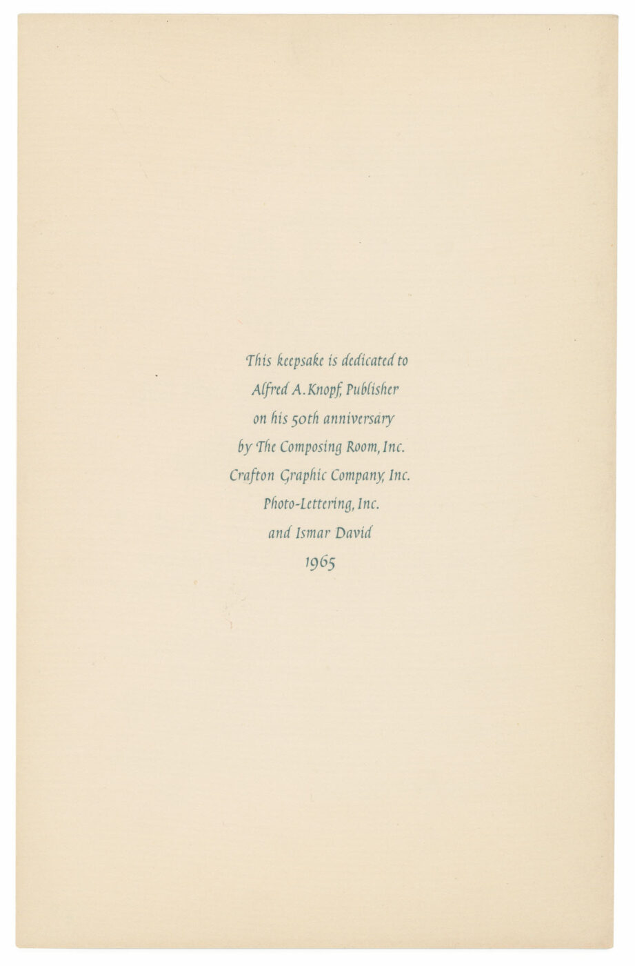 Knopf keepsake colophon