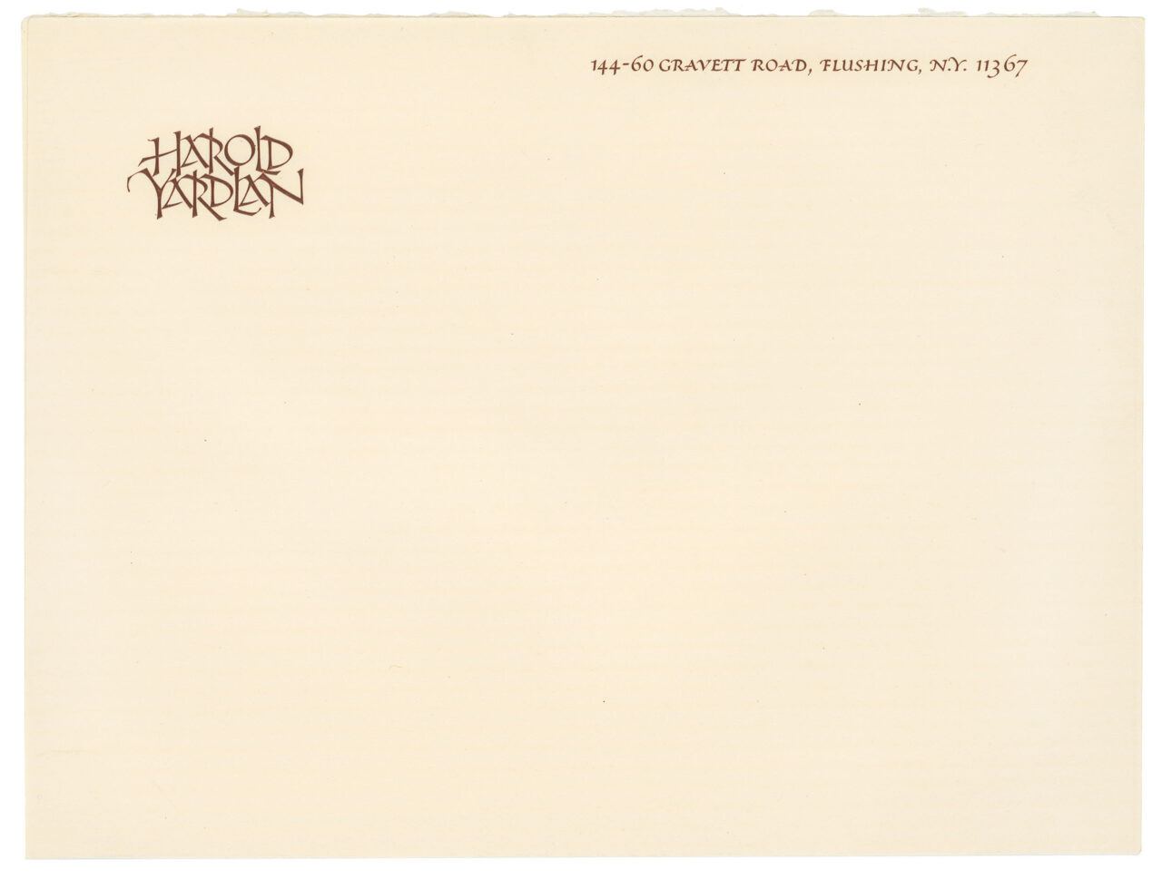 Harold Yardlan notepaper